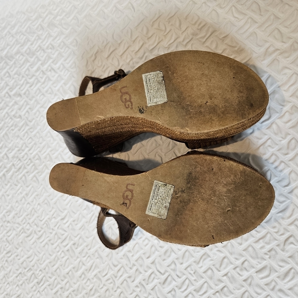 UGG Women's Brown Wedge Sandals - Picture 4 of 5